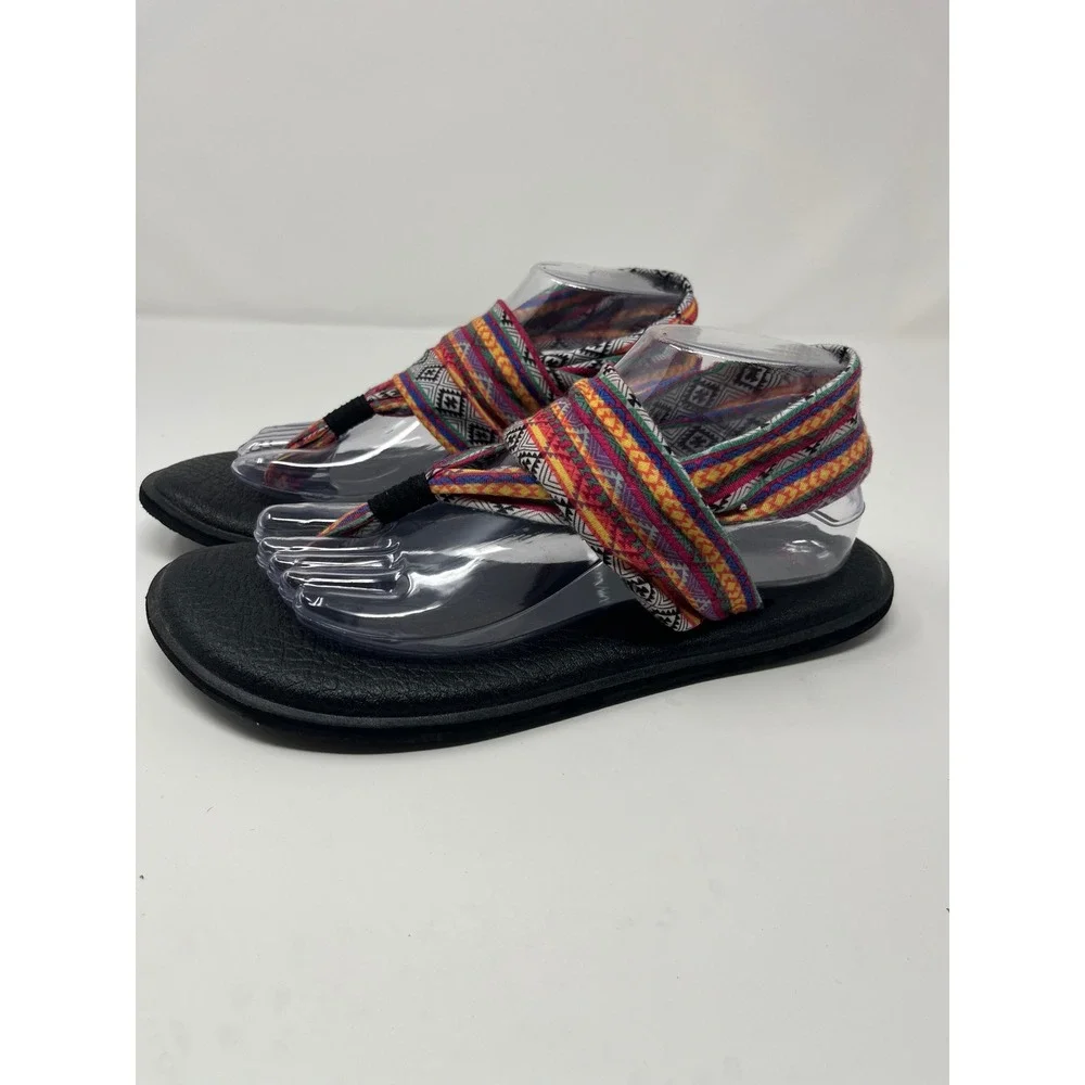 Sanuk Yoga Sling 2 Geometric Knit Sandal Women 9 Multicolor Boho   Hippie Tribal